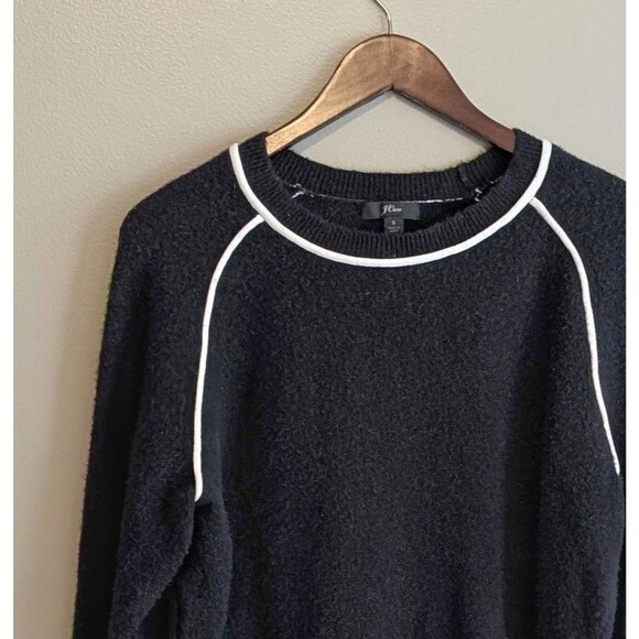 J.Crew Size Small Wool Alpaca Sweater Womens Ragland Sleeve Black S LS Crew - Picture 2 of 5